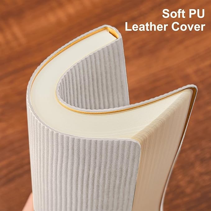 Lined Journal Notebook for Work College Ruled Note Book 5.79"x8.27" A5 PU Leather Daily Journaling 216 Pages for Women Men Writing Home School Supplies Business (Grey)