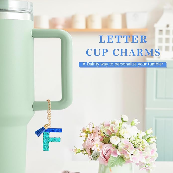 Letter Charm Accessories for Stanley Cup 1 PCS Cute Initial Keychain Handle Charm for Stanley Tumbler for Women