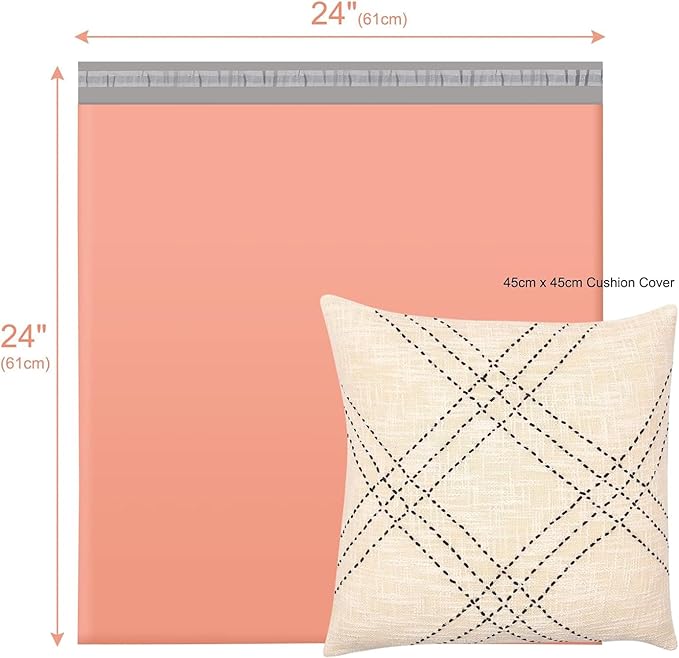 Metronic Large Poly Mailers 24x24 50 Pcs, Extra Large Shipping Bags for Clothing | Strong Adhensive Mailing Bags for Small Business, Shipping Envelopes, Tear-resistant Packing Bags in Peach Pink