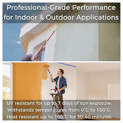 SWRT 1 Inch x 55 Yards x 4 Rolls (220 Total Yards) Premium Blue Painters Tape - Upgraded Adhesive Masking Tape, Paint Tape, Multi-Surface Blue Tape for Painting, No Residue, Easy Removal, Trim, Crafts