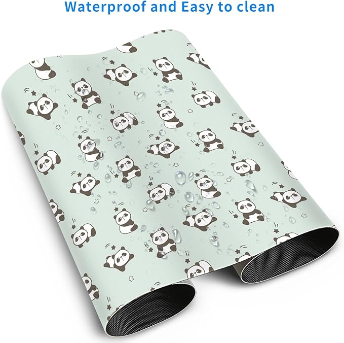 MAYCARI Cute Desk Mat Kawaii Mousepad, Anime Aesthetics Desk Pad XXL Cute Pandas Mouse Pad Computer Keyboard Mat, Office Desk Pad Protector 31.5"X15.7"