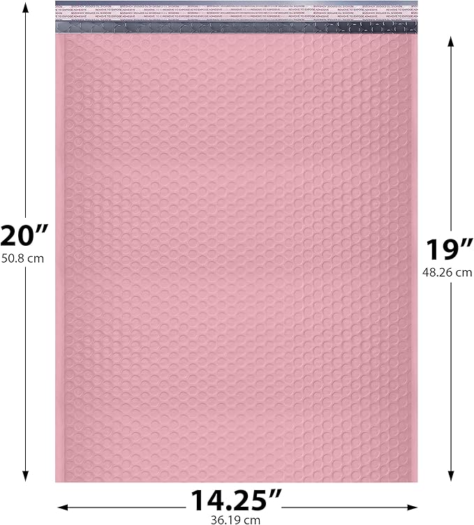Light Pink Extra Large Poly Bubble Mailers 14.25x20 inch #7 | Self Seal Large Padded Envelopes | Air Cushioned Bubble Mailer | Usable Size 14.25x19 Lightweight Mailing Shipping Bags| 100 Pack Bulk