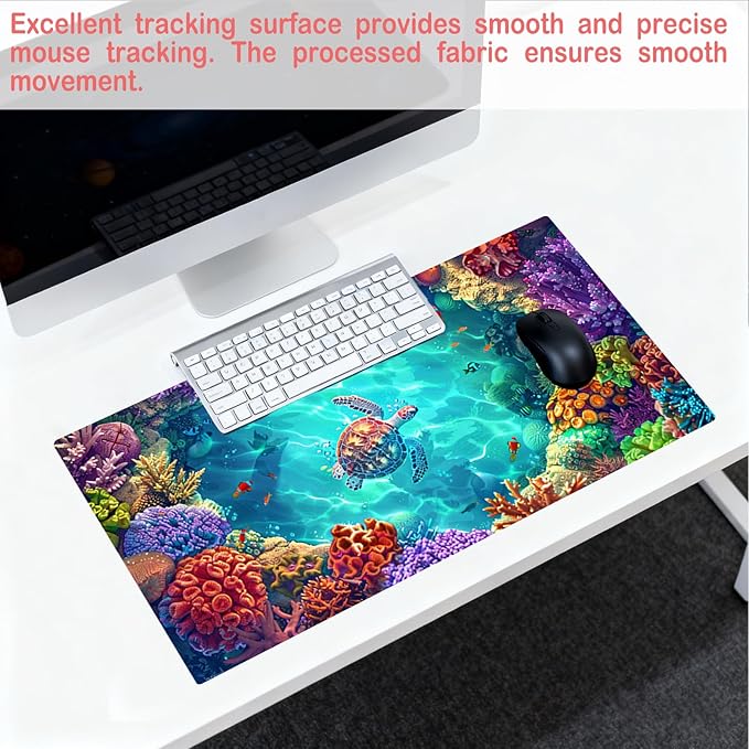 Nuxovilar Professional Large Mouse Pad & Computer Game Mouse Mat (35.4x15.7IN, Vibrant Underwater World Art) (90 * 40cm Vibrant Underwater World)