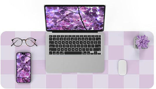 Non-Slip Desk Pad, Mouse Pad, Waterproof PU Leather Desk Protector, Large Desk Blotter, Easy Clean Laptop Desk Writing Mat for Work/Home/Decor(Purple 31.5" x 12")