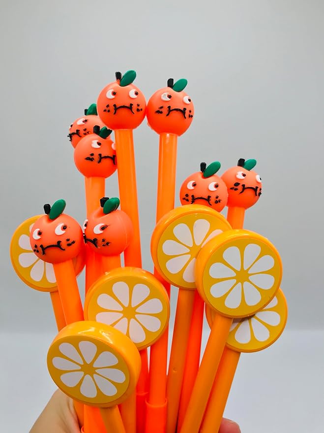 40 Pcs Cute Orange Gel Ink Pens Fun Kawaii Pens Fruit Writing Pens 0.5 mm Black Ink Cool Pens Novelty Fun Pens for Kids School Office Home Supplies Student Present(Cute Orange)
