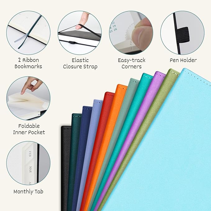 BEZEND 2026 Planner Weekly and Monthly (6" x 8.5") Daily Calendar with Half-Hourly Timeslots & Tabs (Jan-Dec) Note & Expenses, Pen Holder, Inner Pocket, Vegan Leather Hardcover - Mint Green