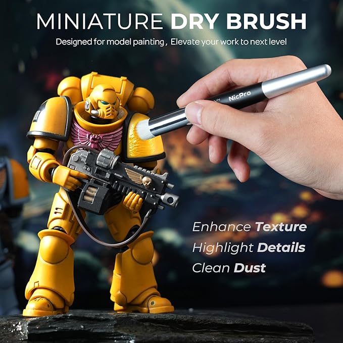 Nicpro Miniature Paint Brushes Drybrush - 21PCS Model Paint Brush Set for Acrylic Oil Watercolor, Detail Paint Brush Dry Brush for Model, Miniature Painting, Paint by Numbers, Craft - with Container
