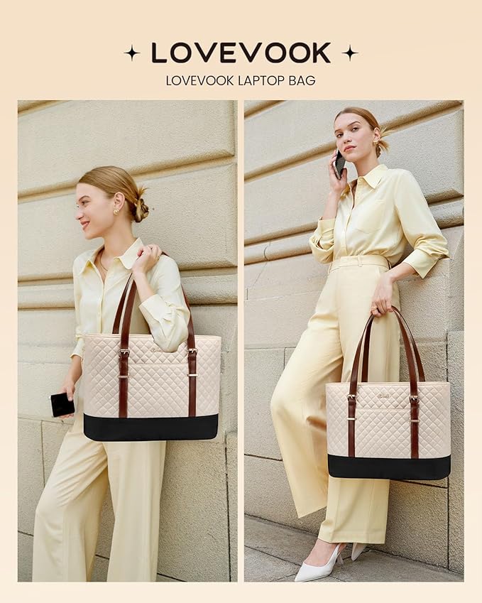 LOVEVOOK Laptop Bag for Women, 15.6 Inch Work Tote Computer Bag With Large Cup Holder, Lightweight Large Laptop Briefcase for Travel, Bussiness, Teacher