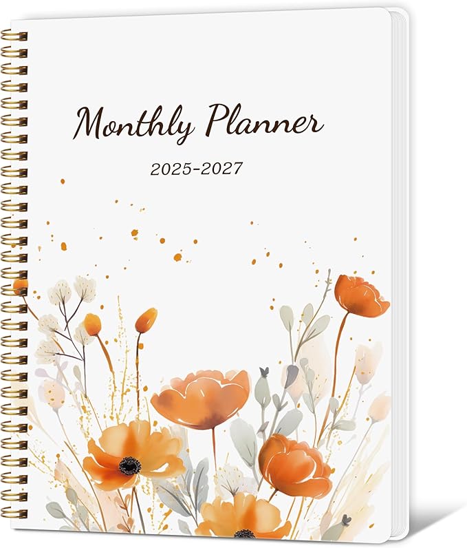 Monthly Planner 2025-2027, Simplified Monthly Calendar Planner, 24 Months Calendar, July 2025 - June 2027, 7.3" * 9.5", Waterproof Cover with Spiral Bound, for Office, School