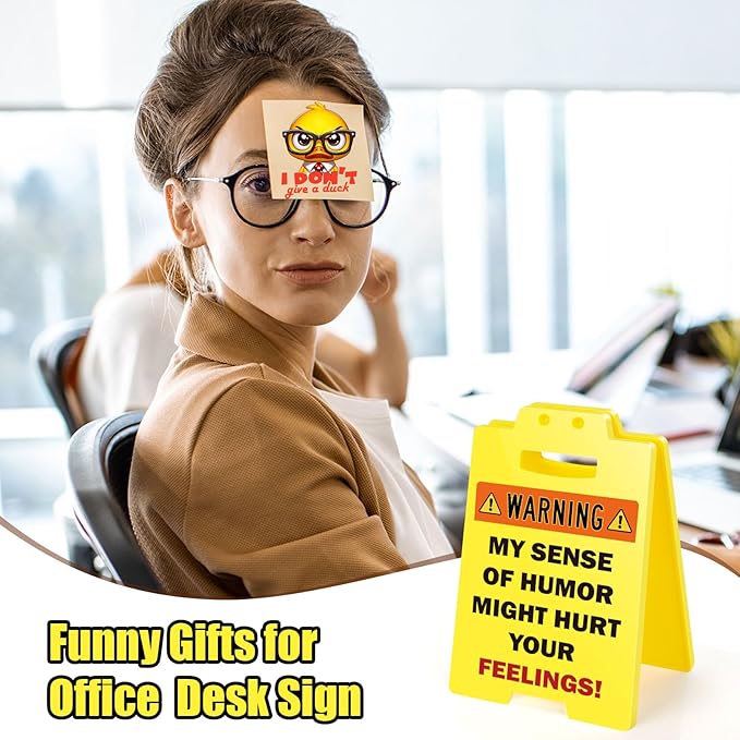 MBL Funny Team Office Gifts - MY SENSE OF HUMOR MIGHT HURT YOUR FEELINGS! Funny Fun Gag Desk Sign Cubicle Decor for Coworker Teammate Employee Boss Birthday Christmas White Elephant Under 10 Dollar