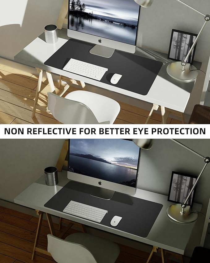 Leather Desk Pad Blotter,Mouse Pad,Office Desk Mat, Non-Slip PU Leather Desk mat,Large Desk mat,Waterproof Keyboard mat for Office/Home/Decor (Black,31.5" x 15.7")