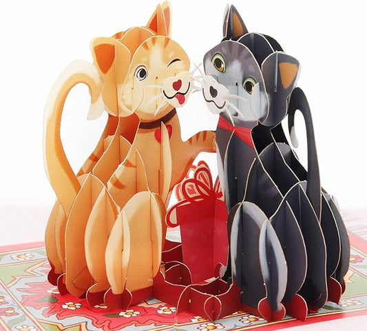 Liif Love Cats Valentines Day 3D Greeting Pop UP Card, Happy Cat Birthday Card, Anniversary, Thinking Of You, Just Because, Congratulations, Mother's Day - Kitten, Funny, Cute - For Cat Lover, Wife,