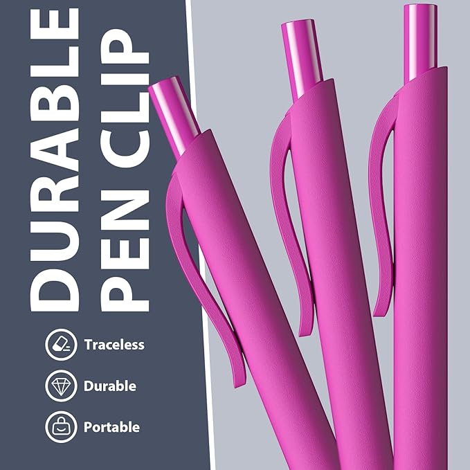 52 Pcs Pens Bulk - 1.0MM Ballpoint Pens Pink Ink | Medium Point Smooth Writing, No Bleed Retractable Ball Point Pen for Office School (Pink - 52Pcs)