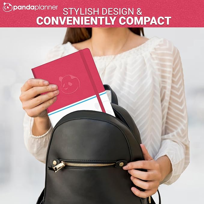 Panda Planner Classic Daily Planner 2026 – A5 Undated Daily Productivity & Quarterly Planner with Hourly Schedule, To Do List, Daily Journal, Goal Planner, Habit Tracker & Gratitude Organizer for Focus – Raspberry