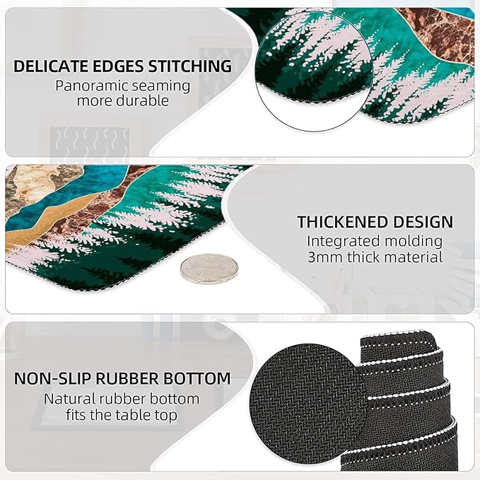 LATEEFAH Large Mouse Pad and Keyboard Wrist Rest, Desk Pad for Keyboard and Mouse, Extended Gaming Mouse Pad with Wrist Support, Waterproof Non-Slip Desk Mouse Mat for Office, Home