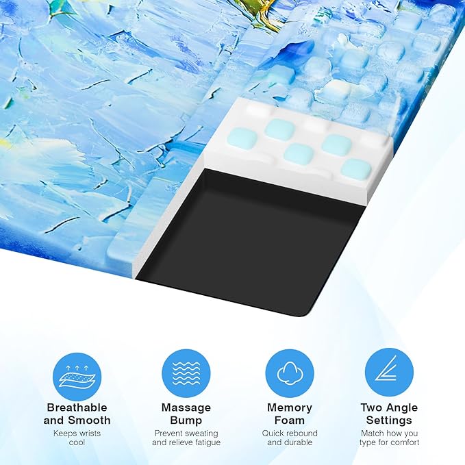 Ospelelf Ergonomic Mouse Pad and Keyboard Stand Wrist Rest Set, Memory Foam Comfort, Pain Relief for Typing, Office Desk Accessories, Sunflower