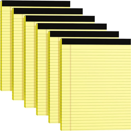 Legal Pads 8.5 x 11, 6 Pack Yellow Note Pads 8.5 x 11 Writing Pads, Wide Ruled Legal Notepads, Lined Pads of Paper Yellow Paper Pads, 30 Sheets Per Notepad for School, Home, Office, Business