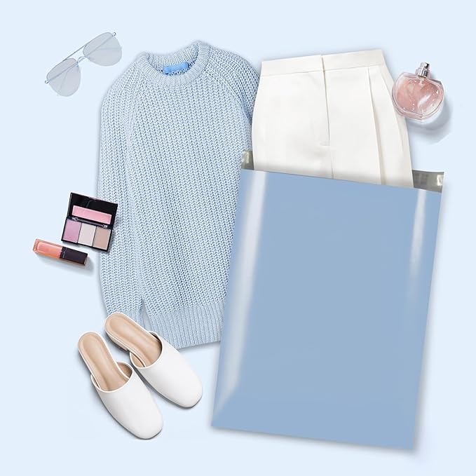 Metronic Poly Mailers 14.5x19 400pcs, Large Shipping Bags for Clothes Bulk, Self-Seal Mailers Poly Bags Shipping Envelopes for Small Business, Waterproof Packaging Mailing Bags, Light Blue