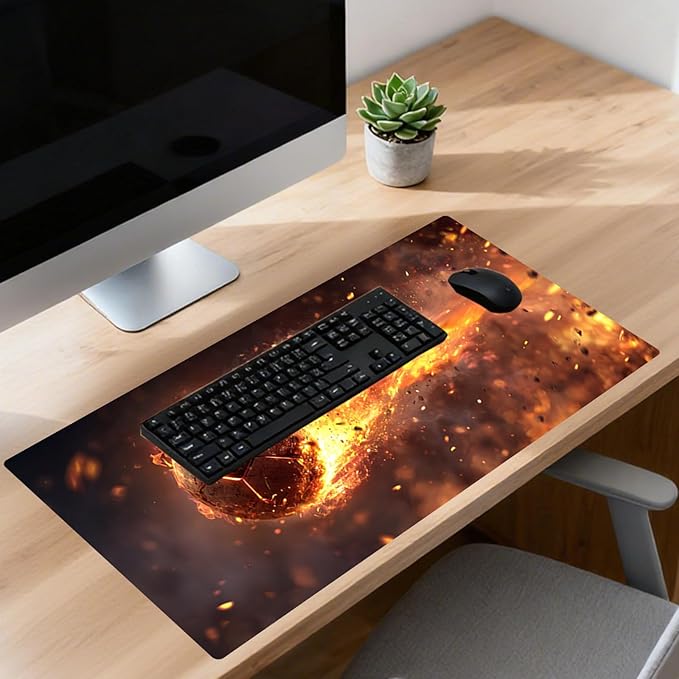 Nuxovilar Professional Large Mouse Pad & Computer Game Mouse Mat (35.4x15.7IN, Fiery Orb Art) (90 * 40cm Fiery Orb)