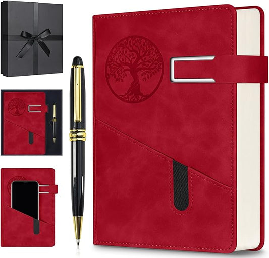 Lined Notebook Journal for Men Women, 365 Pages Numbered College Ruled Notebook, Hardcover Leather Journal with Pen & Gift Box, Thick Daily Diary, Professional Notebooks for Work, School, Business, A5