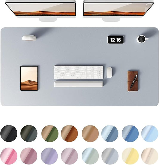 YSAGi Leather Desk Protector, Office Mat, Large Mouse Mat, Non-Slip PU Leather Blotter, Laptop Desk, Waterproof Writing Pad for Office and Home (Light Grey, 47.2" x 23.6")