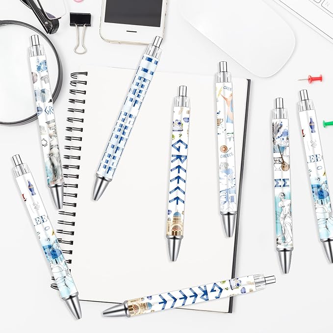 Greece Ballpoint Pens Gifts - 24PCS Greece Travel Pens Set Greece Souvenirs Gift Retractable Smooth Writing Greek Civilization Pens for Office School Supplies for Women Traveler Teacher Gift