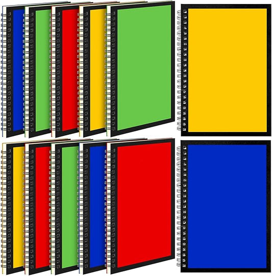 Leelosp 12 Pack Small Spiral Notebook A5 Lined College Ruled Spiral Journal Notebook 5.5 x 8.3 Inch Kraft Cover, 120 Pages for Work Students Office Business(Blue,Green,Yellow,Red)