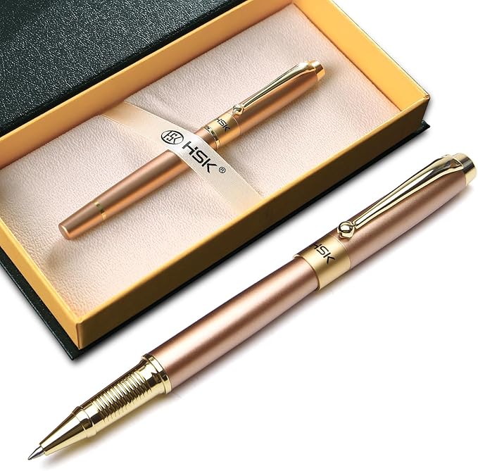HSK Ballpoint Pens Luxury gift Pen Black Refill Line width 0.5mm,Best Ball Pen Gift Set for Men & Women Professional Executive,Office,Nice Pens Classy Gift Box (Rose gold)