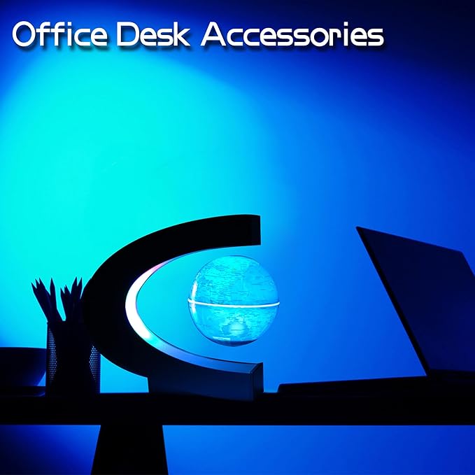 Magnetic Levitating Globe with LED Light, Cool Tech Gift for Men Father Boys and Girls, Birthday Gifts for Kids, Floating Globes World Desk Gadget Decor in Office Home Display (Silver)