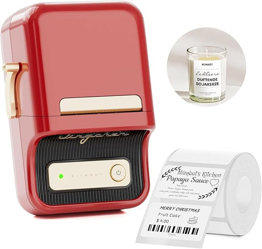 NIIMBOT B21 Label Printer,Bluetooth Thermal Label Maker,Ideal for Home Organization,Business,Ofice,50x30mm Labels,230Pcs(Red)