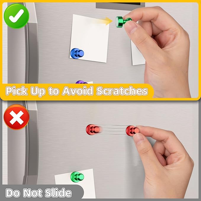 VNDUEEY 24 Pack Fridge Magnets, 4 Colors Refrigerator Magnet, Whiteboard Magnets Dry Erase Magnet, Magnetic Push Pins for Kitchen, Office, Classroom, Adults