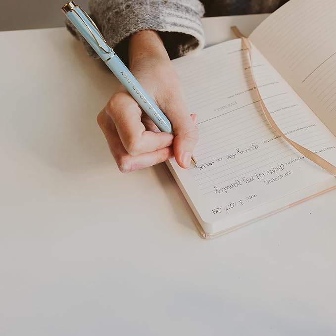 Sweet Water Decor Be Mindful Metal Pen Set - Inspirational Pens for Home or Work - Black Ink Pens, Set of Three - Gifts for Teachers, Friends, and Family - Desk Supplies & Office Accessories for Women