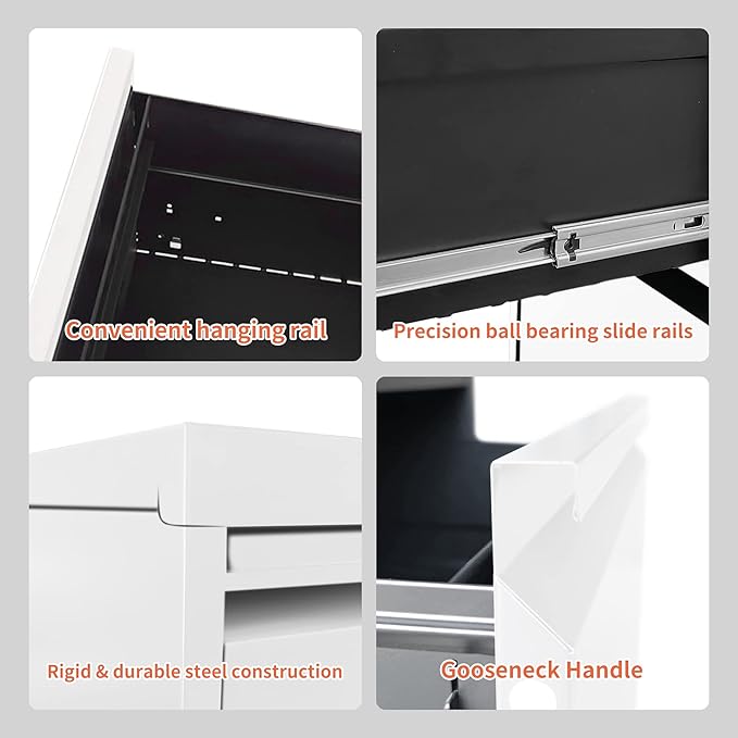 2 Drawer File Cabinet with Lock,Metal Filing Cabinets for Home Office,Steel Vertical File Cabinet,Heavy Duty Metal Storage Cabinet for A4/Letter/Legal Size Files,Assembly Required