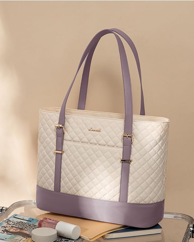 LOVEVOOK Laptop Bag for Women, 15.6 Inch Work Tote Computer Bag With Large Cup Holder, Lightweight Large Laptop Briefcase for Travel, Bussiness, Teacher