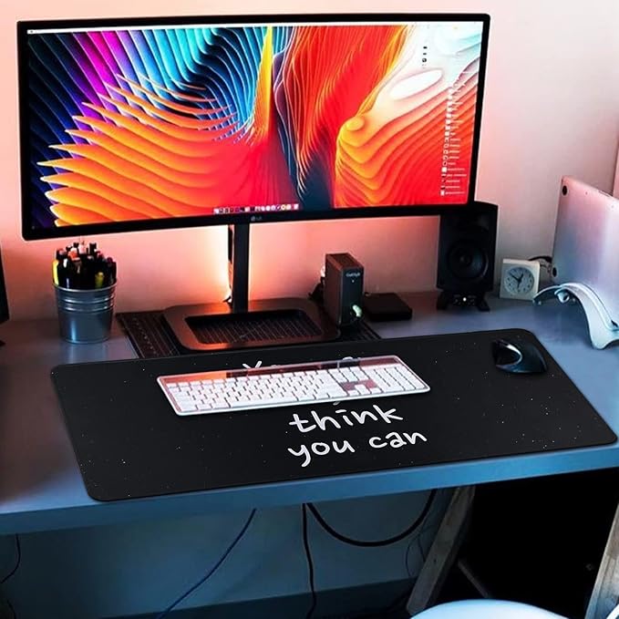 Large Gaming Mouse Pad with Stitched Edges,[27.5x11.8In] Extended Letter Mouse Pad with Non-Slip Natural Rubber Base for Gamer/Desktop/Office/Home 70x30 letter02