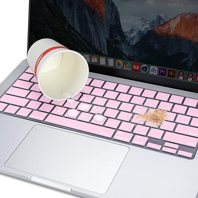 MOSISO Keyboard Cover Skin Compatible with MacBook Air 15 inch M3 A3114 M2 A2941/Air 13.6 A3113 A2681/Pro 14/16 M4 M3 M2 M1, Dusty Pink