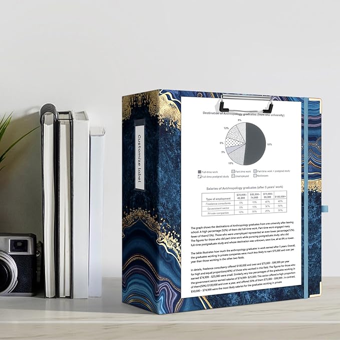 Ospelelf 3 Ring Binder for Letter Size Paper with 5 Tab Dividers, 3 Inch Ring, 4.4 Inch Spine, Blue Large Binder with Clip for School and Office Supplies