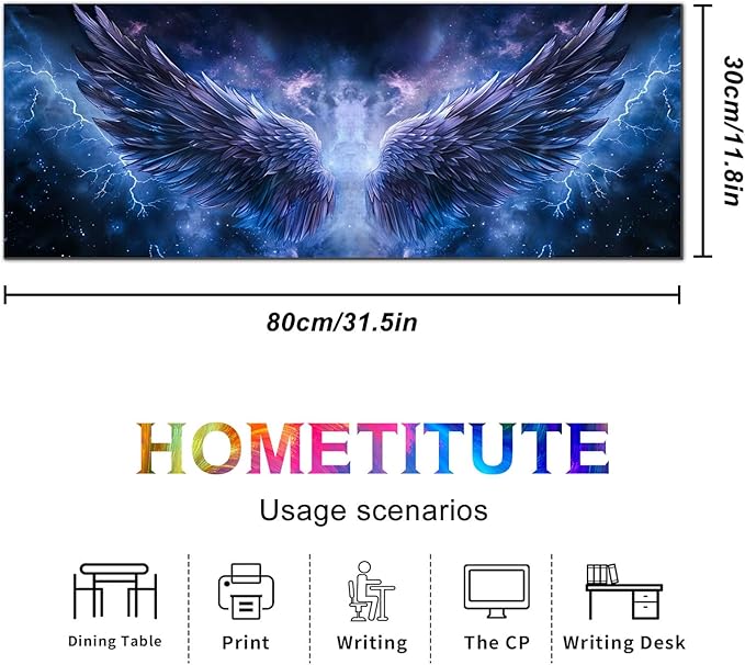 Mouse Pad Blue Wing Lightning XL Large Desk Mat 31.5 x 11.8 Inch Extended Gaming Mousepad Keyboard Mat Computer Desk Pad Waterproof Non Slip Office Mouse Pads for Desktop Accessories