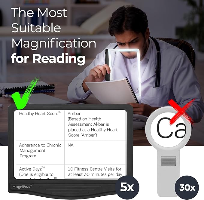 MAGNIPROS 5X Large LED Page Magnifier for Reading Magnifying Glass Reader with 3 Color Lighting Modes & Anti-Glare Lens to Reduce Eye Strain-Perfect for Fine Print, Aging Eyes, Low Vision and Seniors