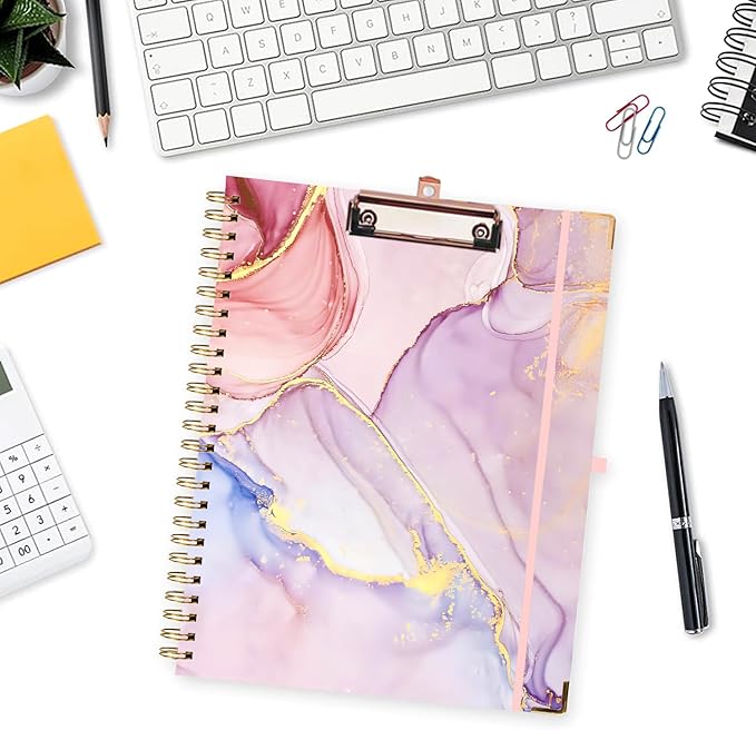 Lateefah Clipboard with Storage, File Folders with Pockets, Nursing Clipboard with Label Stickers and Notepad, Spiral Clip Board with Pen Loop for School, Office Supplies