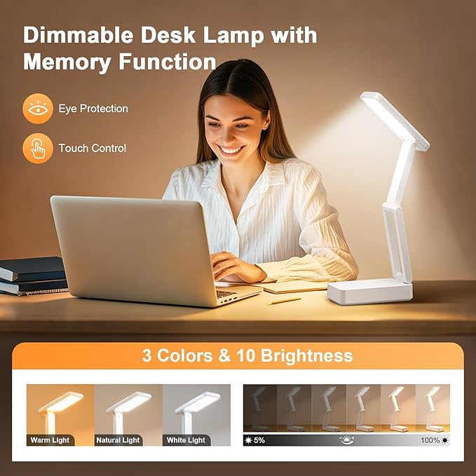 Rechargeable Lamps Cordless Lamps,6000mAh Battery Powered Lamp,3 Colors+Dimmable Desk Light,Rechargeable Table Lamp with USB Charging Port+45min-Timer,Wireless & Portable Light,Battery Operated Lights