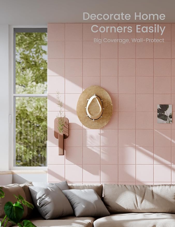 Large Felt Bulletin Board 48" x 36" Cork Board Alternative-12 Pack with 70 Safe Removable Adhesive Tabs, Cork Boards for Walls Cork Board for Home Office Classroom Pin Board-Coral