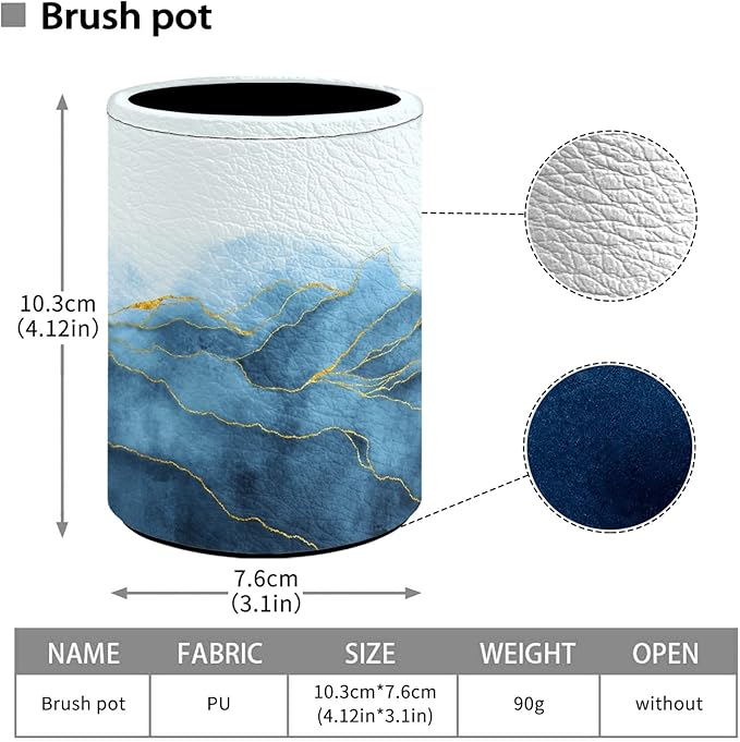 Marble Pen Holder Pencil Organizer Cute Pencil Cup Desk Decor Makeup Brush Holder PU Multifunctional Office Suppliesfor Home Classroom School