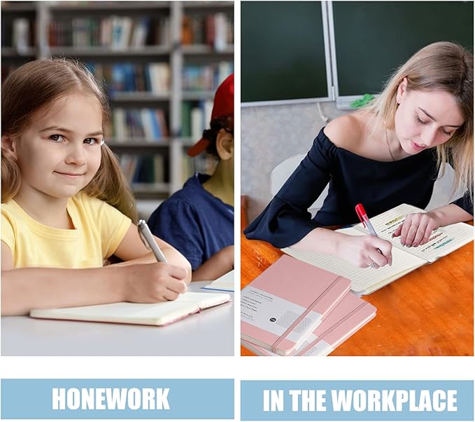 Lined Journal Notebook, (pink), 160 Pages, Medium 5.7 inches x 8 inches - 100 gsm Thick Paper, Hardcover