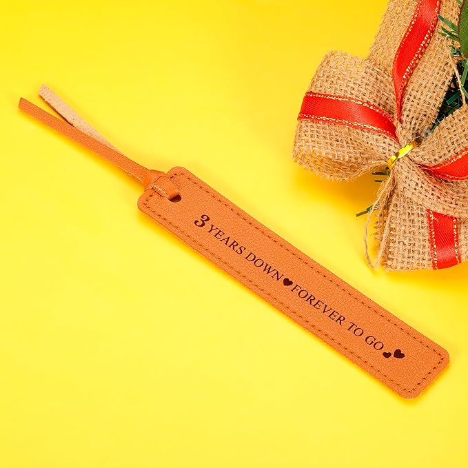 Leather Bookmark 3rd Wedding Anniversary, 3 Year Anniversary Wedding Gifts for Women Men Valentines Day Christmas Birthday Gifts 3 Years as Husband & Wife Gift for Her Him Couple 3 Years of Marriage