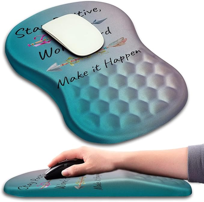 Mouse Pad Wrist Support, Ergonomic Mouse Pad with Massage Dot, Comfortable Computer Mouse Pad for Laptop, Wrist Rest Pain Relief Mousepad with Non-Slip PU Base for Office & Home, 12 x 8 in
