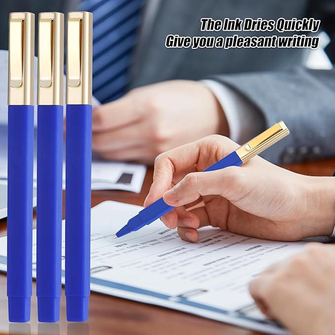6 Pack Gel Pens Blue 0.5 mm Medium Point Blue Gel Ink Pens with Cap Quick Drying Ballpoint Pen Smooth Writing Fine Point Pen for Journaling School Office Supplies