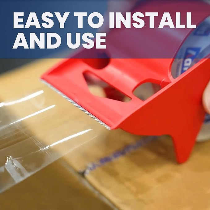 ADHES No Noise Shipping Packing Tape, 48mm x 20m, 12 Tape Rolls with Dispensers, Heavy Duty Packing Tape for Moving Boxes-Moving Tape Strong Adhesive Packaging