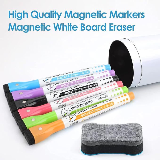 MaxGear 20'' X 13'' inch Magnetic Dry Erase Whiteboard for Refrigerator, Fridge Whiteboard Sheet for Kitchen Fridge Shopping List Notice Board with New Stain Resistant Technology (1 Eraser,6 Markers)