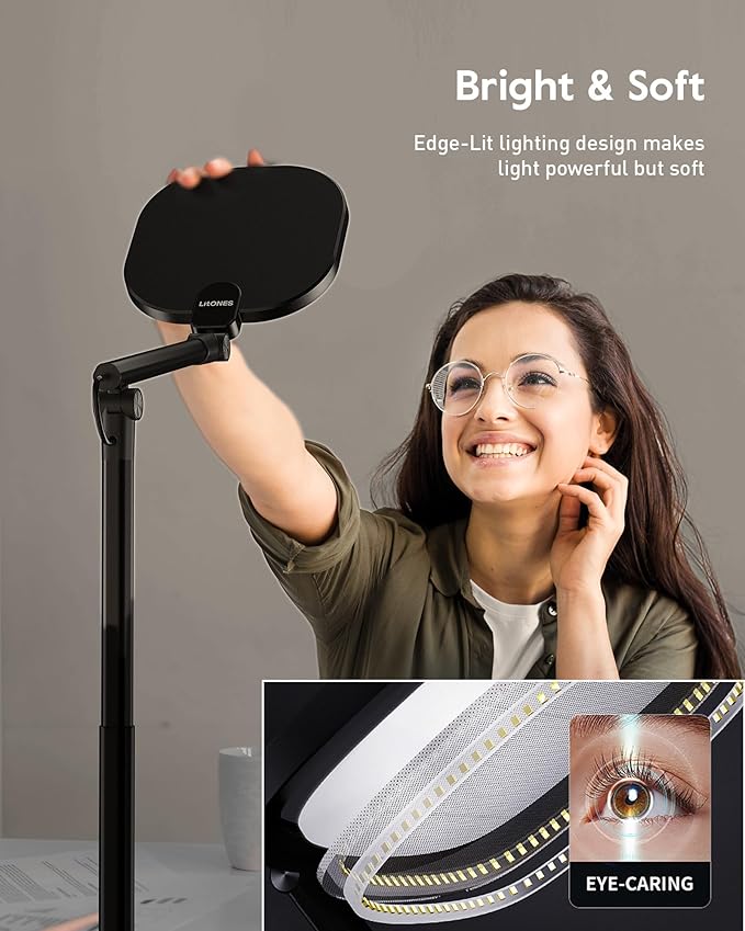 Led Desk Lamps for Home Office with Base, Tall Desk Lamp with 50 Light Modes & Memory and Timer Func Computer Light, Flexible Adjustable Table Lamps for Video Conference, Architect or Study( Black)